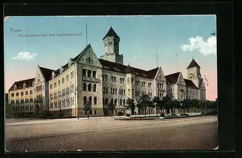 AK Posen / Poznan, Oberpostdirektion und Landschaftsbank