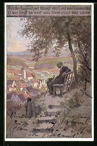 Künstler-AK Paul Hey: Volksliederkarte Nr. 69: Aus der Jugendzeit