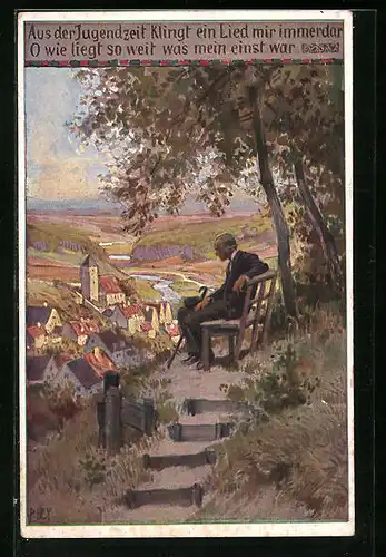 Künstler-AK Paul Hey: Volksliederkarte Nr. 69: Aus der Jugendzeit