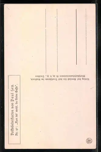 Künstler-AK Paul Hey: Volksliederkarte Nr. 47: Nun leb` wohl, du kleine Gasse