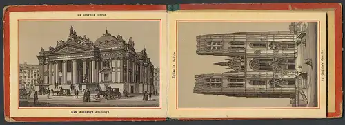 Leporello-Album Bruxelles, mit 12 Lithographie-Ansichten, Palais du roi, Place du Congres, Maison du roi