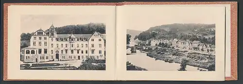 Leporello-Album Hann. Münden, mit 12 Fotografien, Rathaus, Fuldabrücke, Lokomotivführerheim, Vorstadt Blume