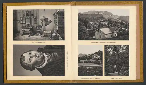 Leporello-Album Wartburg, mit 25 Lithographie-Ansichten, Dr. Martin Luther, Fritz Reuter`s Villa, Ruhla