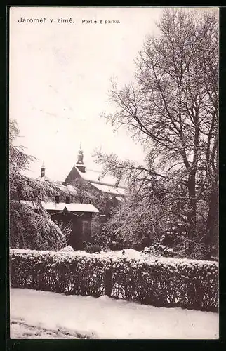 AK Josefstadt / Josefov / Jaromer, Partie z parku, Park im Winter