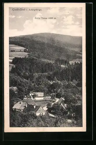 AK Giesshübel i. Adlergebirge, Teilansicht mit Hoher Mense