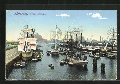 AK Hamburg, Segelschiffe im Hafen