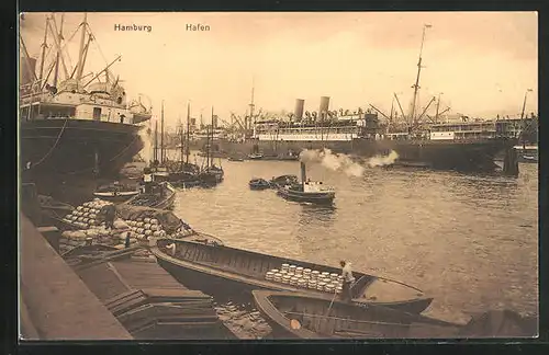 AK Hamburg, Beladen von Schiffen im Hafen