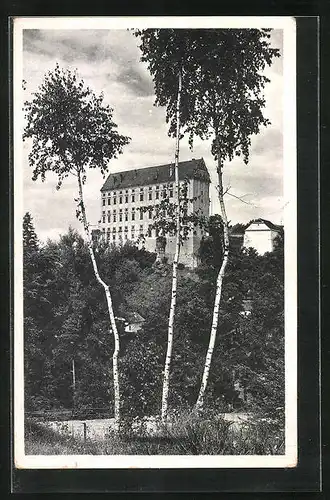 AK Plumlov, Blick hoch zum Schloss