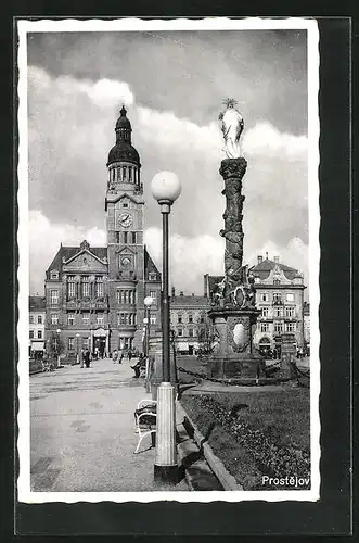 AK Prostejov, Rathaus mit Denkmal
