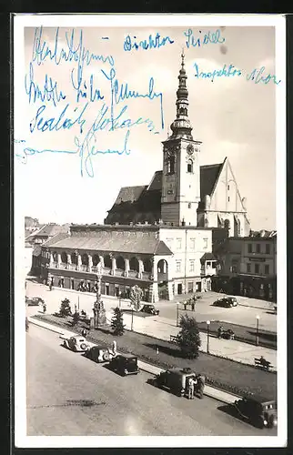 AK Prostejov, Platz mit Hotel und Kirche