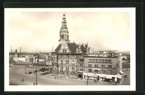 AK Opava, Ortspartie mit Uhrenturm