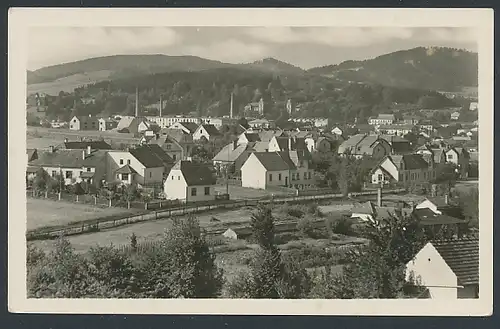 AK Nový Jicin, Ortsansicht mit Gebirgslandschaft