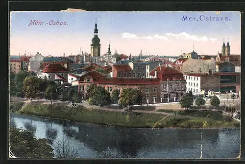 AK Mähr.-Ostrau, Panorama mit Türmen