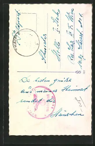 AK Znaim a. d. Thaya, Strassenpartie mit Uhrenturm