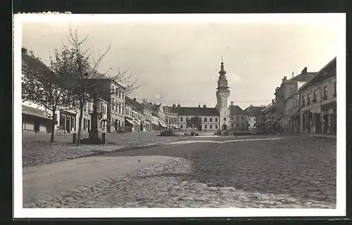 AK Boskovice, Platz mit Brunnen