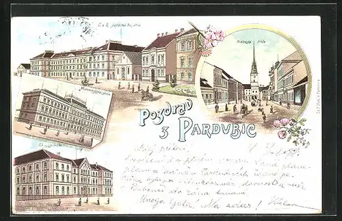 Lithographie Pardubice, Krailovska trida, Novomestska skola, C. a k. jizdecka kasarna