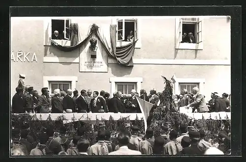 Foto-AK Skutec, Denkmal Adolf Heyduk, Pomnik