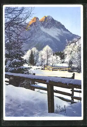 Künstler-AK Photochromie Nr. 5500: Wintermorgen am Berg