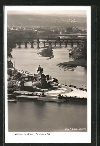 AK Koblenz am Rhein, Deutsches Eck, Kaiser Wilhelm-Denkmal
