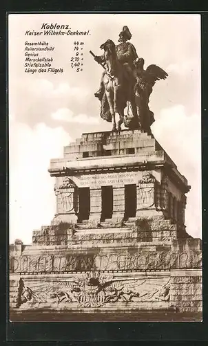 AK Koblenz am Rhein, Deutsches Eck, Kaiser Wilhelm-Denkmal