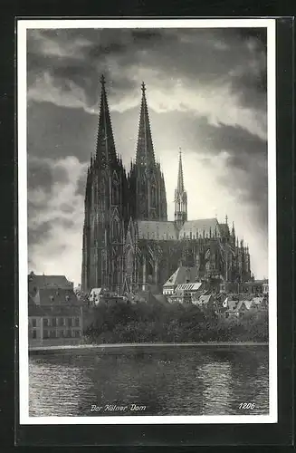 AK Köln am Rhein, Dom vom Fluss aus