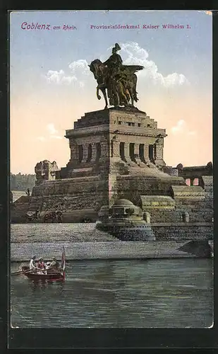 AK Koblenz am Rhein, Deutsches Eck, Kaiser Wilhelm-Denkmal