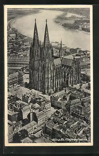 AK Köln am Rhein, Fliegeraufnahme des Doms