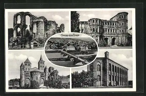 AK Trier, Porta Nigra, Dom, Kaiserpalast, Basilika