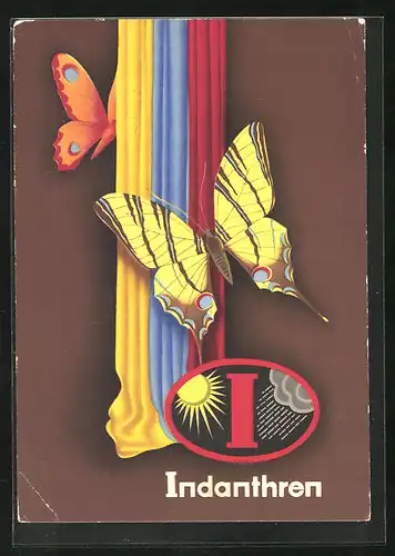 AK Schmetterlinge mit Tuchen, Reklame für Indanthren