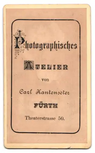 Fotografie Carl Kantenseter, Fürth, Theaterstrasse 50, Portrait ältere Dame im Kleid