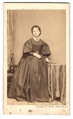 Fotografie F. Hechy, Berlin, Münz-Strasse 14, Portrait junge Dame im Kleid
