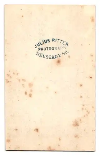 Fotografie Julius Ritter, Neustadt a. O., Herr mit Zylinder und Stock im Gehrock