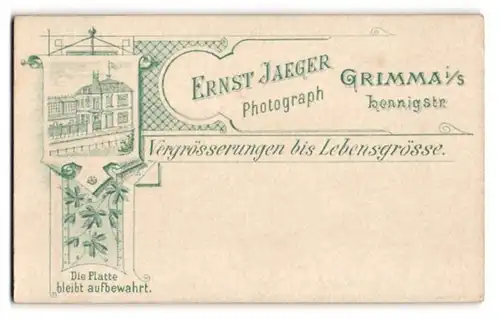 Fotografie Ernst Jaeger, Grimma, Ansicht Grimma i. S., Foto-Atelier in der Hennigstrasse