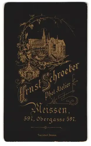 Fotografie Ernst Schroeter, Meissen, Ansicht Meissen, Dom zu Meissen, Rückseitig Herren-Portrait