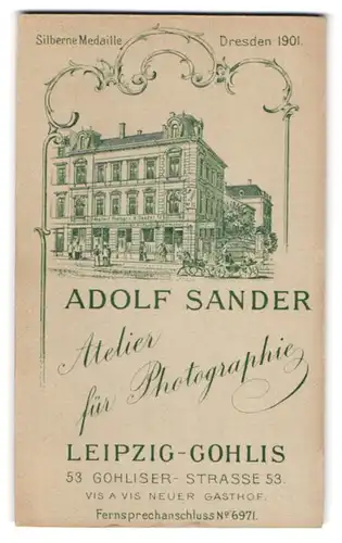 Fotografie Adolf Sander, Leipzig, Ansicht Leipzig-Gohlis, Geschäftshaus in der Leipziger Strasse 12