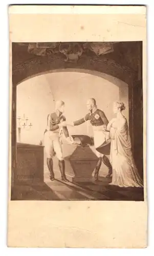 Fotografie unbekannter Fotograf, Ansicht Potsdam, König Friedr. Wilhelm III. & Königin Louise empfangen Zar Alexander I.