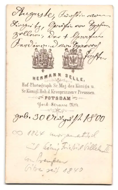 Fotografie Auguste von Harrach Fürstin von Liegnitz 1