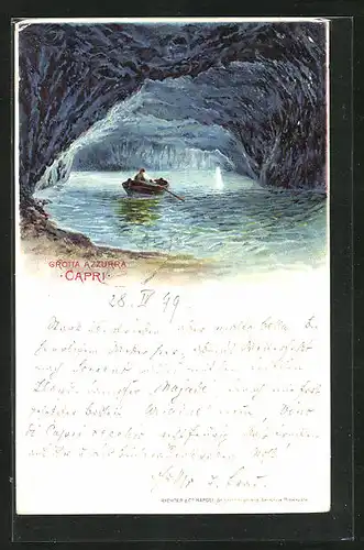 Lithographie Capri, Grotta Azzurra, Höhle