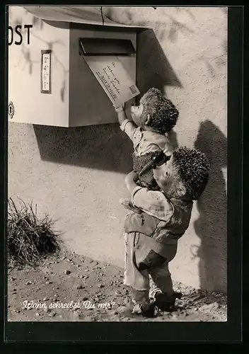 AK Wann schreibst Du mir!, Mecki mit Sohn am Briefkasten