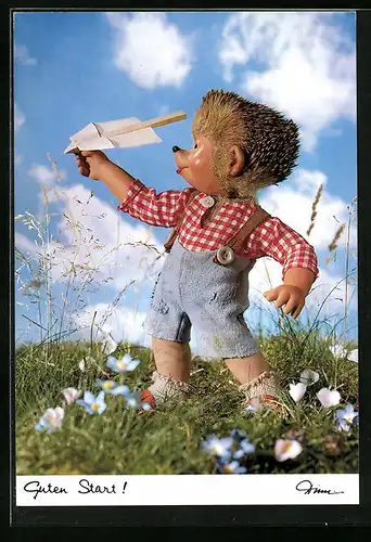 AK Meckis Sohn lässt ein Papierflugzeug starten