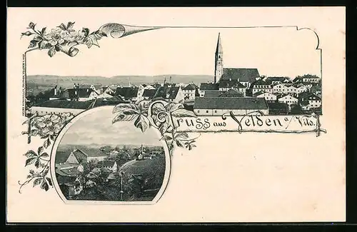 AK Velden / Vils, Blick auf die Dächer der Ortschaft