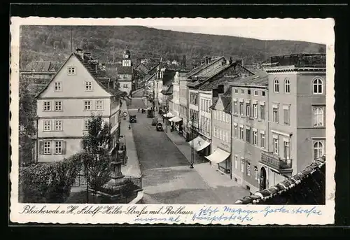 AK Bleicherode, Strasse mit Rathaus