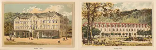 Leporello-Album Trencsin-Teplicz, mit 12 Lithographie-Ansichten, Militair-Curhaus, Sanatorium, Hotel Teplitz