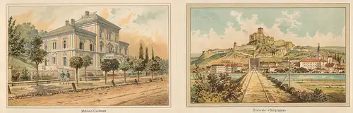 Leporello-Album Trencsin-Teplicz, mit 12 Lithographie-Ansichten, Militair-Curhaus, Sanatorium, Hotel Teplitz