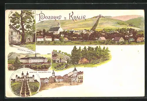 Lithographie Kraliky, Zemská Polepsovna, Námesti, Studánka