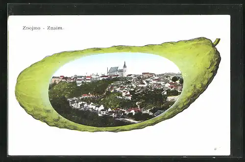 AK Znaim /Znojmo, Teilansicht mit Kirche auf Gurke