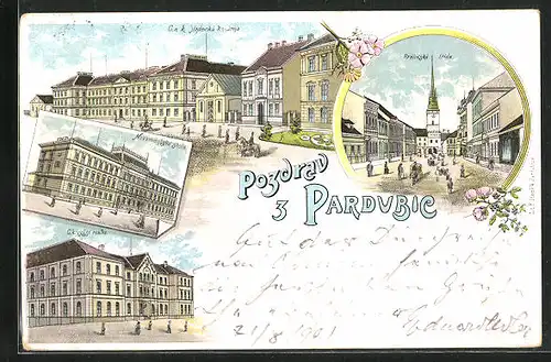 Lithographie Pardubice, Novamestska skola, C. k. vyssi realka, Kralovska trida