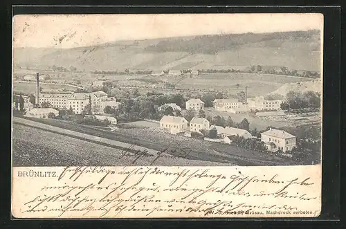 AK Brünlitz, Panorama vom Hügel aus