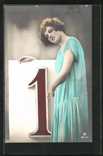 Foto-AK RPH Nr. 6970 /6: Dame mit erstem Kalenderblatt