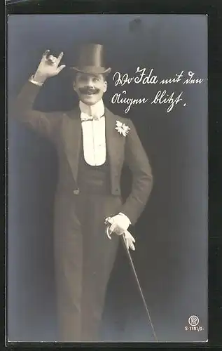Foto-AK RPH Nr. S.1181 /5: Eleganter Herr mit Zylinder